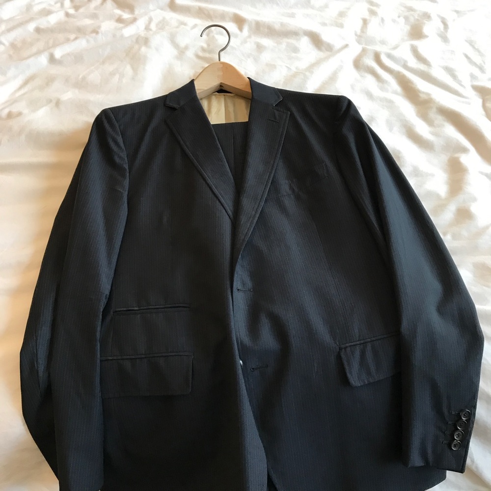 Billy Reid Navy Blur Pinstripe Suit